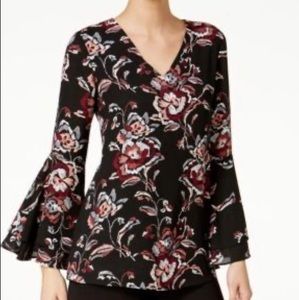Alfani V Neck Floral Top